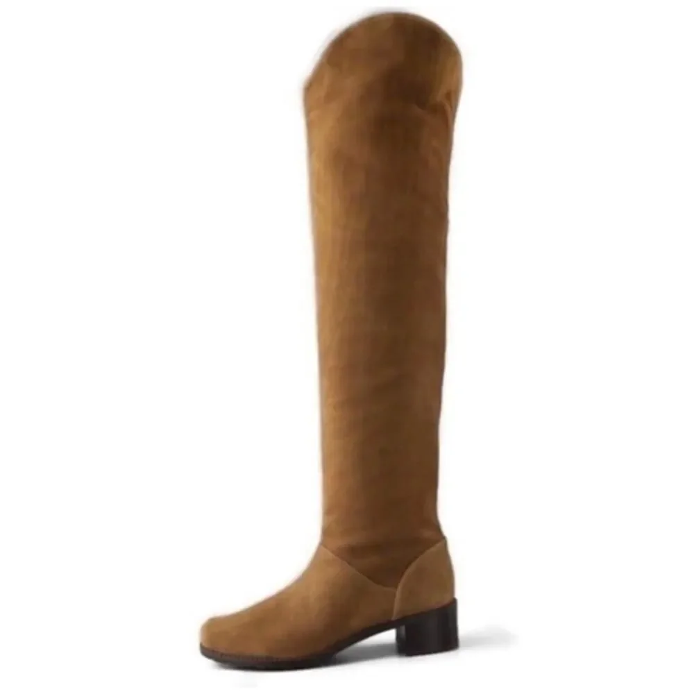 Stuart Weitzman Camel Suede OTK Pull-On Boots Sz 8.5